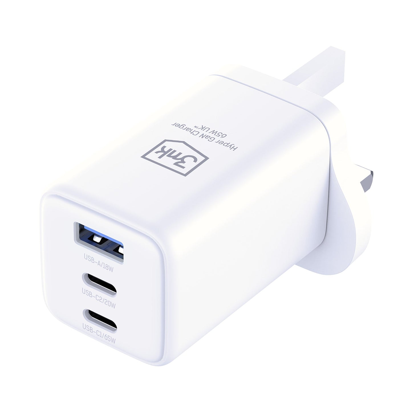 3mk Gan Hyper Charger 65W UK White
