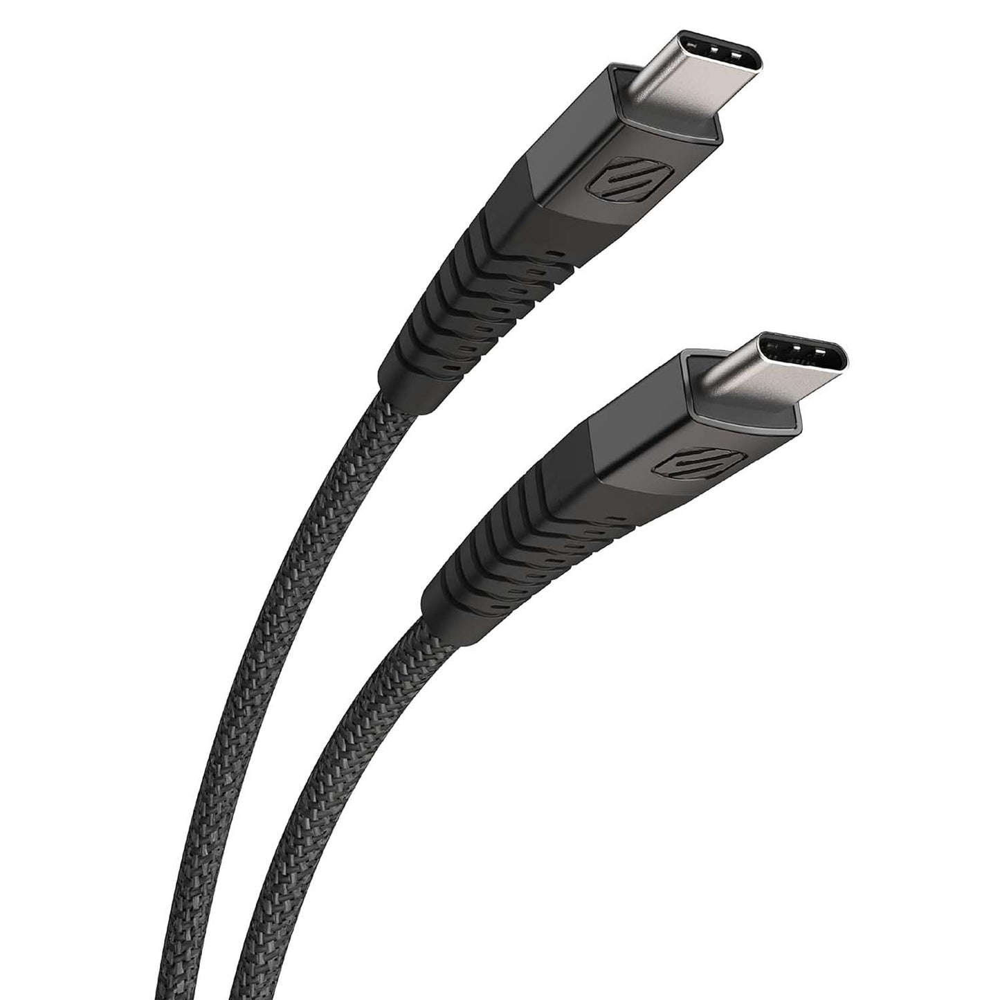 Scosche Strikeline Heavy-Duty USB-C to USB-C Braided Cable 4ft, Black/Space Grey