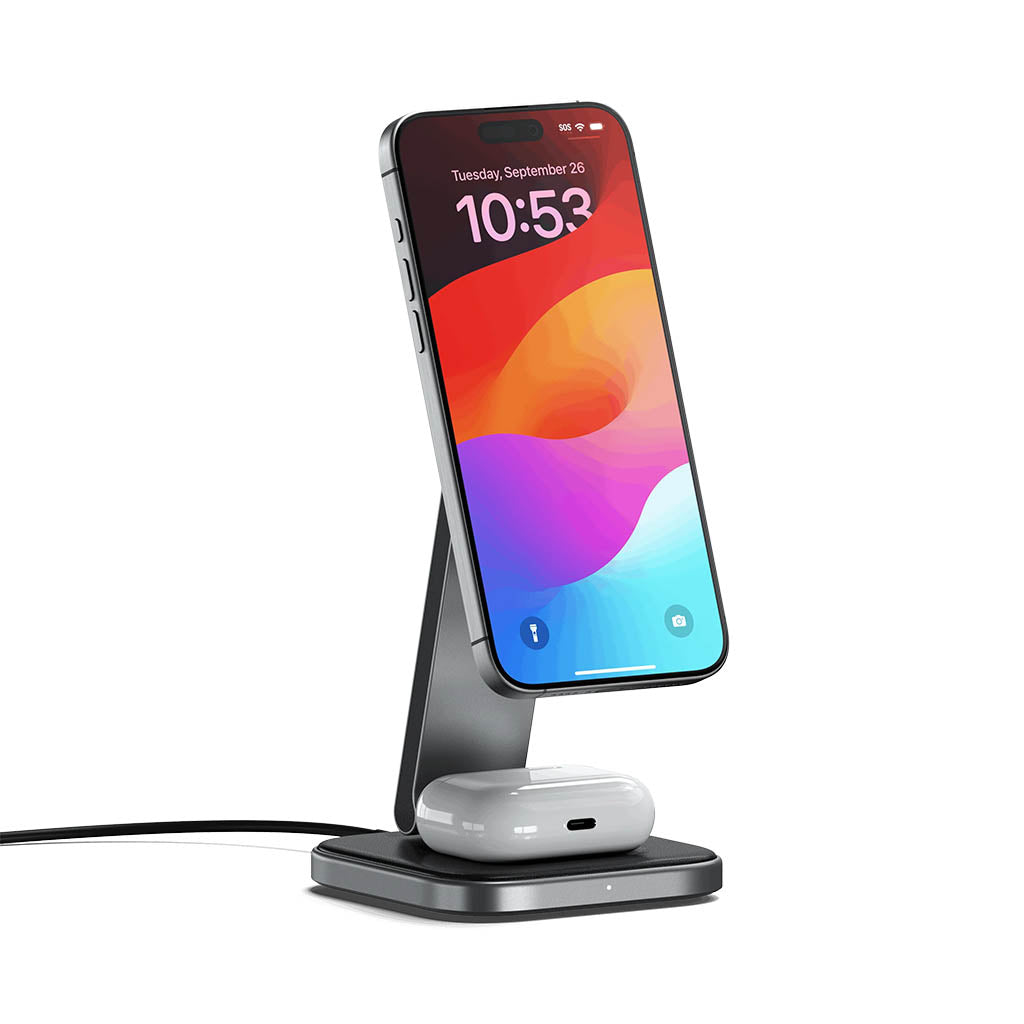 Satechi 2in1 Foldable Qi2 Wireless Charging Stand Space Grey