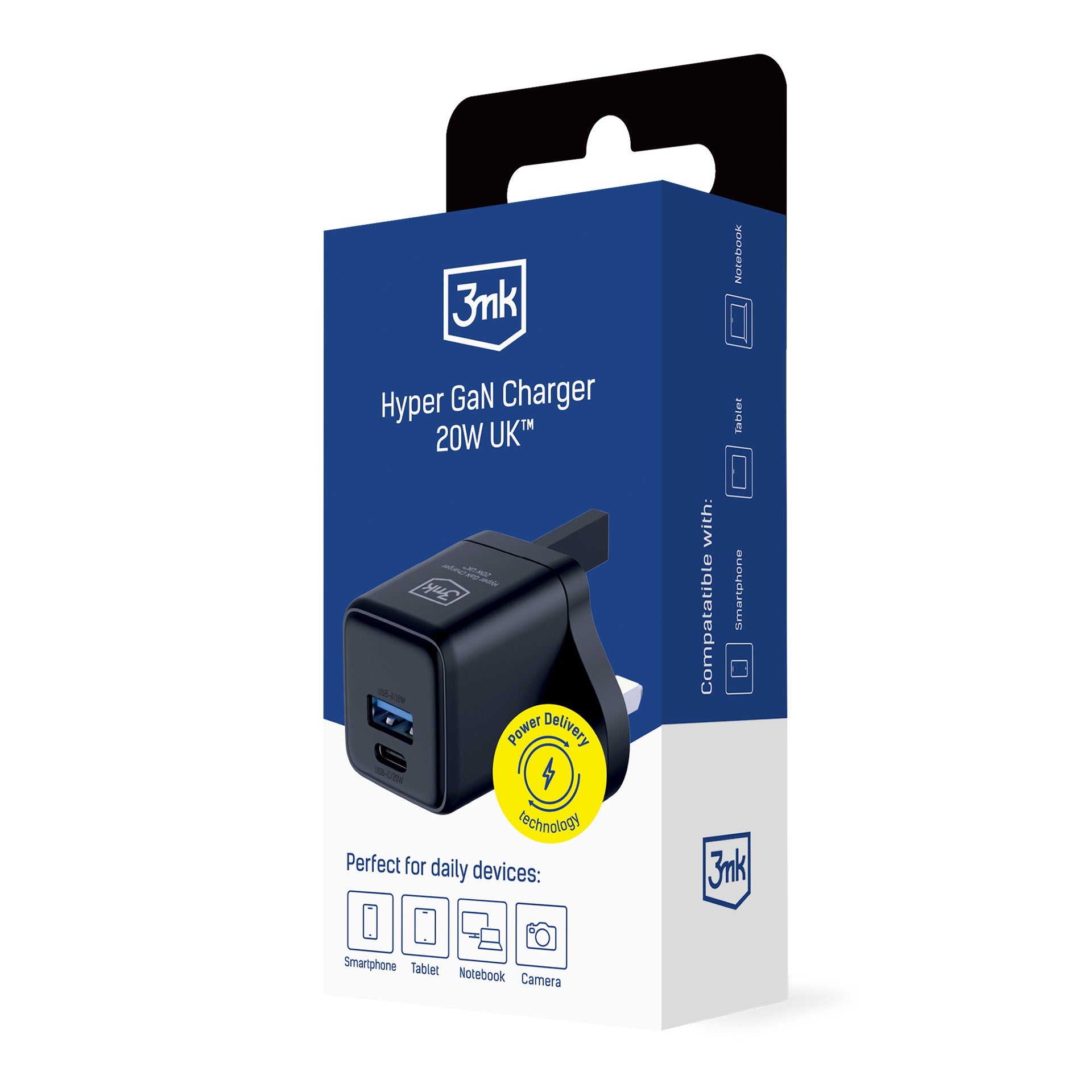 3mk GaN Hyper Charger 20W UK Black