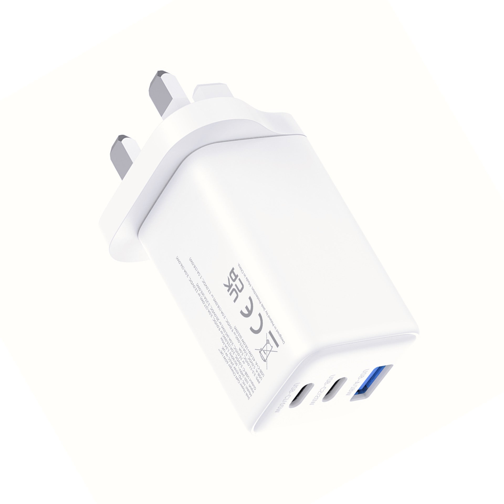 3mk Gan Hyper Charger 65W UK White