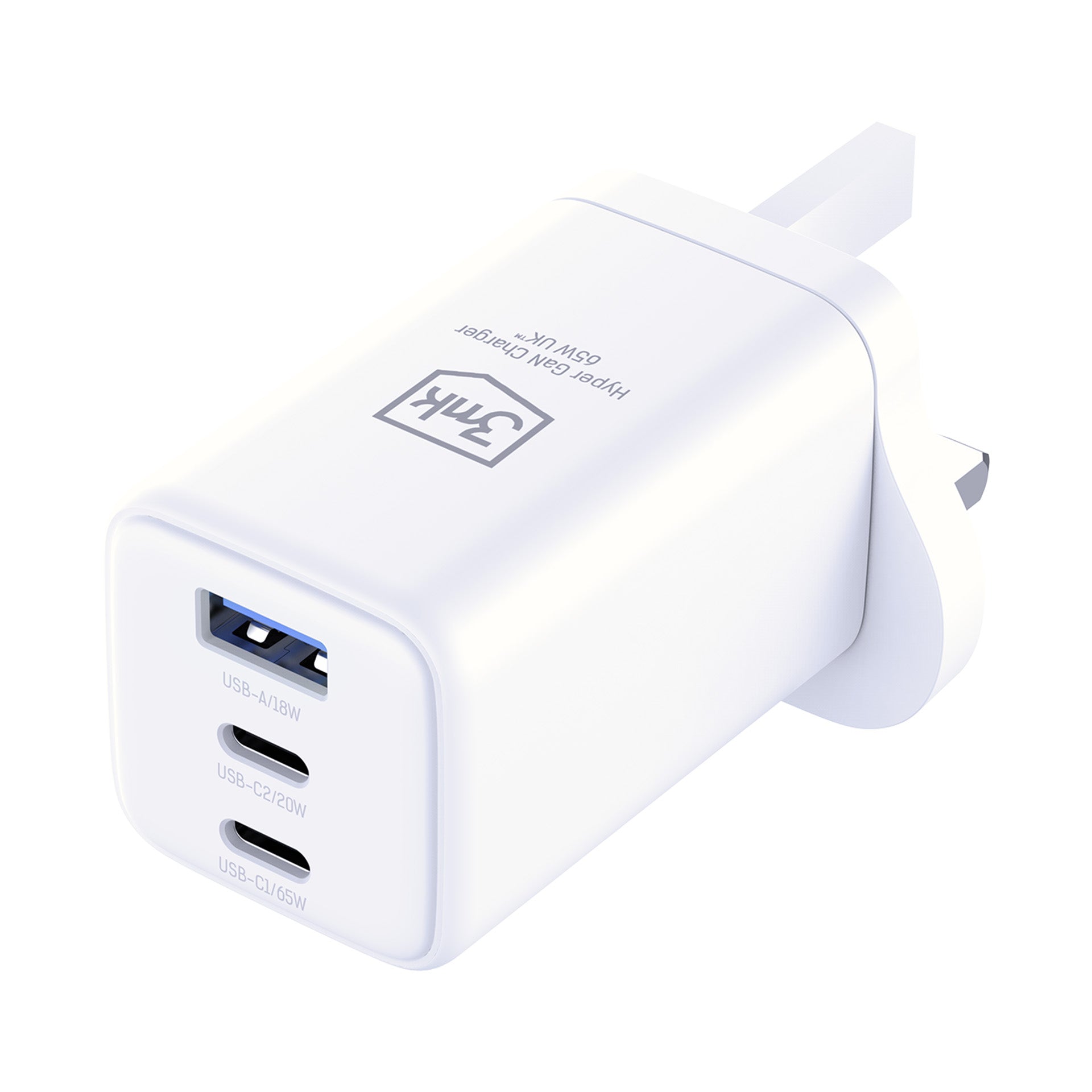 3mk Gan Hyper Charger 65W UK White