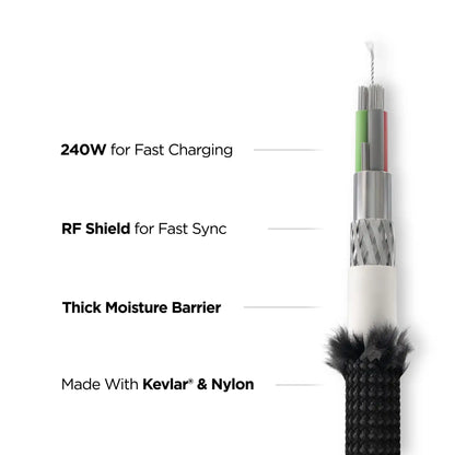 Nomad USB-C Universal Cable Kevlar v3 Carbide Black, 0.3m or 1.5m