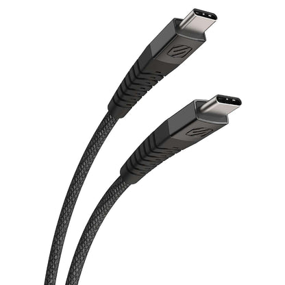 Scosche Strikeline Heavy-Duty USB-C to USB-C Braided Cable 4ft, Black/Space Grey