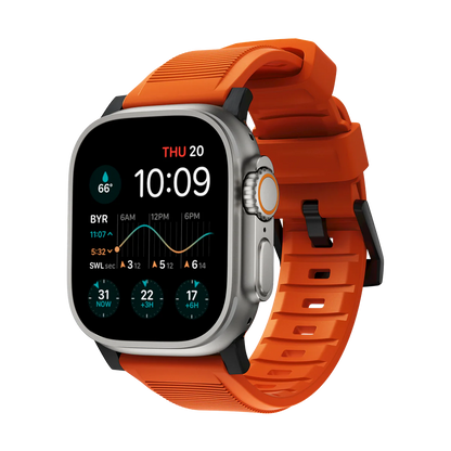 Nomad Rugged Band 46/49mm Ultra Orange w/ Black hardware for Apple Watch